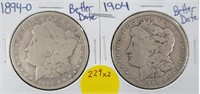 2XBID, 1894-O & 1904 ORGAN SILVER DOLLARS