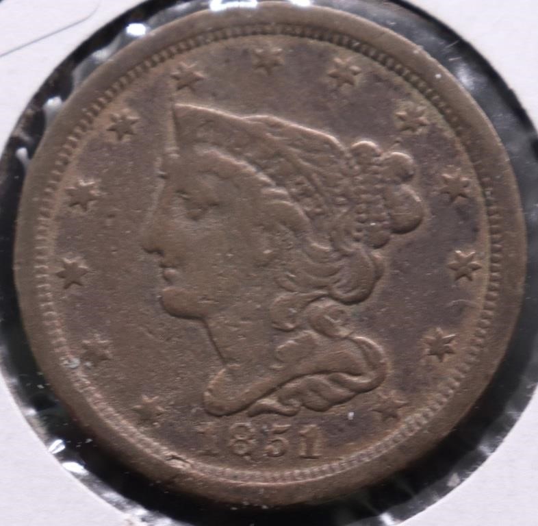 1851 HALF CENT VF