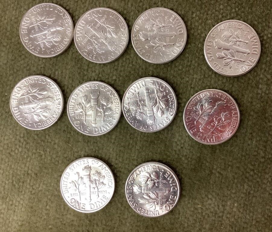 10 uncirculated 1963 dimes