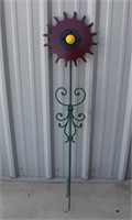 Wrought Iron Flower Yard Art - Maroon