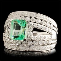 1.54ct Emerald & 1.02ctw Diam Ring in 14K Gold
