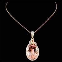 12.86ct Morganite & 0.65ctw Diam Pendant in 14K Go