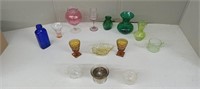 COLORED GLASSWARE-VASES,GLASSES,BOTTLE ETC.