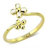 Cute 14k Gold-ion Plated Flower Bypass Ring