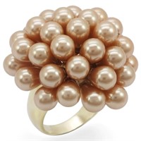 Gold-pl. Brass Large Champagne Pearl Bouquet Ring