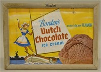 Borden's Dutch Chocolate Ice Cream Sign w/Frame