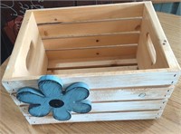 Woode Crate Painted Decor w/ Flower