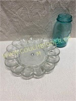 Beautiful glass deviled egg plate