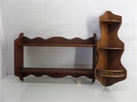 Lot (2) Wooden Walnut D‚cor Shelves