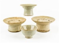 Antique Korea Celadon Pottery Offering Stands, Cup