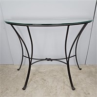 Glass Top Metal Frame Wall Accent Table