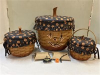 Longaberger Halloween baskets, liners, tie ons