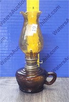Small Amber Glass Oil Lamp