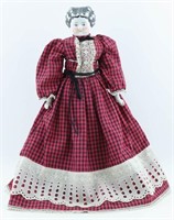 China Head Doll w/ Red Check Dress