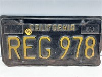 1963 CALIFORNIA LICENSE PLATE