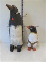 2 - wooden penguins, up to 20" tall