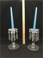 Glass candle holders with spear crystals