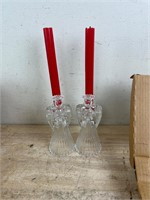 Two Glass Angel Candle Holders