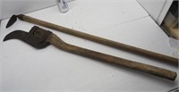 Brush axe and row marker