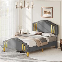 DWVO Queen Size Velvet Platform Bed Frame