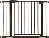 Nbabelio 29-40" Metal Baby Gate With Black Wood Pa