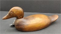 Natural Wood Duck Decoy Signed Victor
