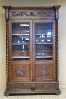 Louis XIII Style Barley Twist Oak Bookcase.