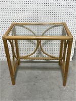 Bamboo Side Table with Glass Top, 24x15x24 "