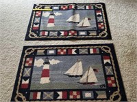 Nautical Lighthouse Sailboat Matching Rugs