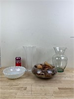 Decorative glass vases and bowls