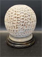 Carved Sphere Tea Light Candle Holder - India