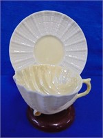 Belleek Neptune Seashell Cup & Saucer,