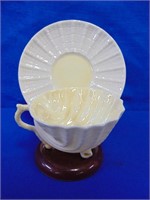 Belleek Neptune Seashell Cup & Saucer,