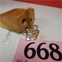 WOODEN TIC TAC TOE GAME WITH MARBLES 4 IN