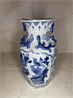 Blue/white oriental style vase