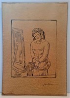 Max Beckmann Handmade Drawing On Carboard