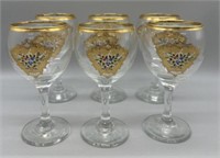 Mid-Century Gold Trim Wine Glasses