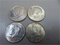 4 Kennedy Silver Half Dollars (3=1964 & 1=1964D)