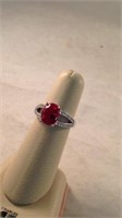 Size 7 cubic Zirconium ruby red gem women's ring