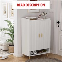 8-Tier Shoe Storage Cabinet with Doors  White