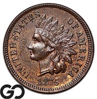 1875 Indian Head Cent, Choice BU++, Some Red