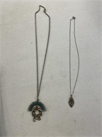 2 Necklaces Dancing Chief Turquoise Look