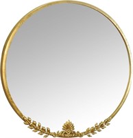 Large Round Metal Frame Leaf Wall Mirror
