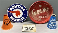 Gibbons Beer Tray; Pontiac Sign & Advertising Lot