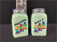 Cute Set of Jadeite Salt and Pepper Shakers