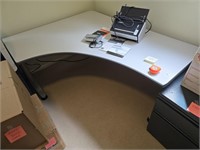 Corner desk 58x46 adjustable height no contents