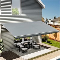 12x10' Patio Retractable Awning, Sun Shade Shelter