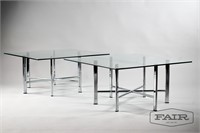 Pair of 1970's Chrome Architectural Tables