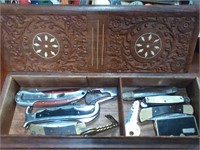 Knives in wooden collector box