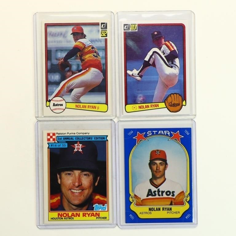 Lot of 4 Nolan Ryan baseball cards from 1981-1984